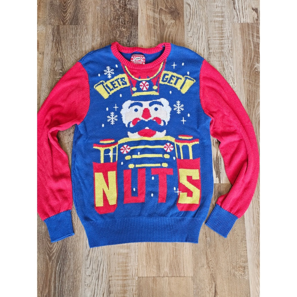 Hybrid Holiday Sweater Mens Large Nutcracker Lets Get Nuts Ugly Christmas